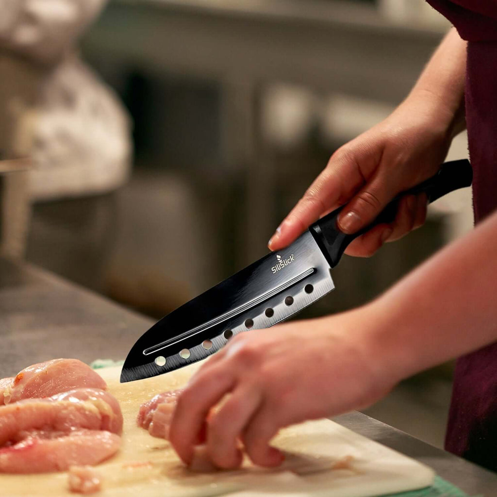 Kitchen Knife Set Kit | Black Magnetic Rack & Sharpener